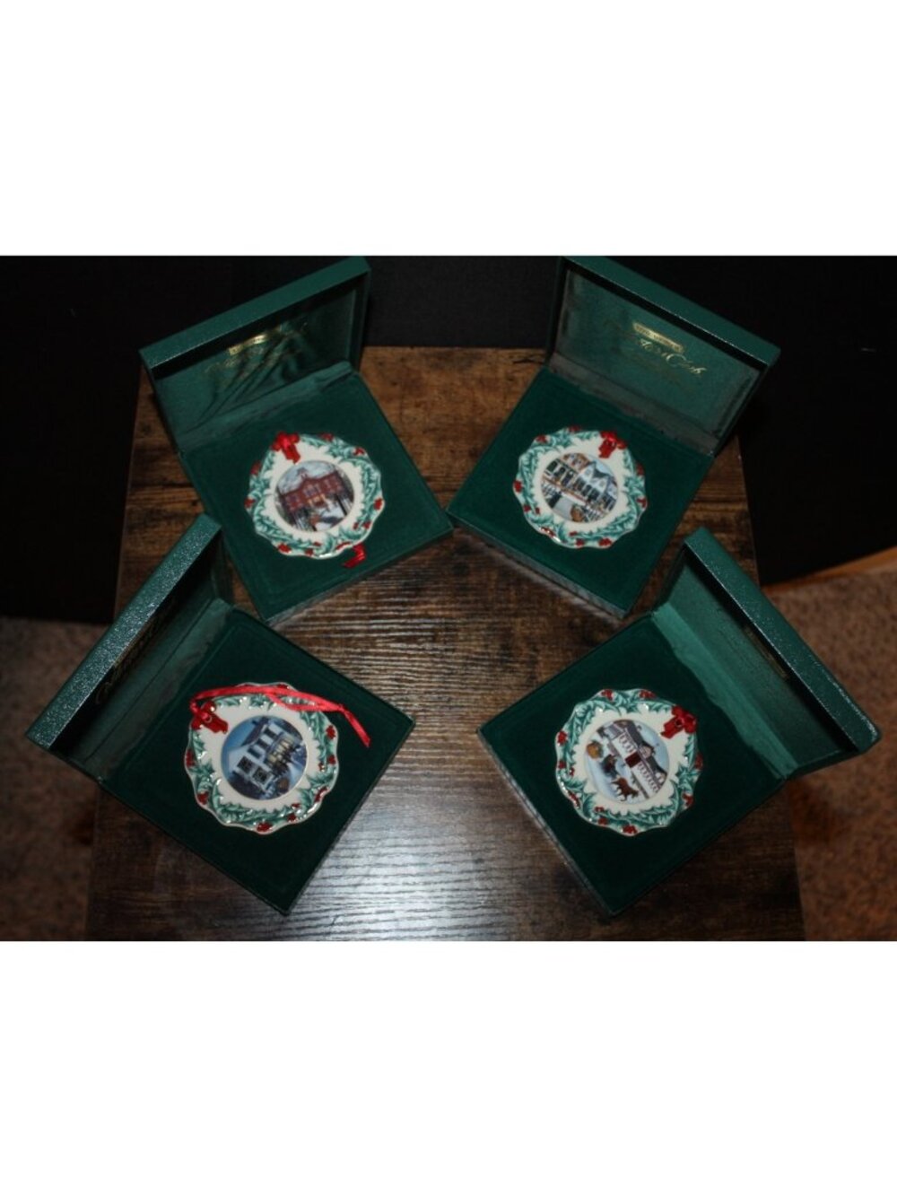 4 Longaberger Christmas Tree Ornament Collector's Club Ceramic 1996-1999 NEW